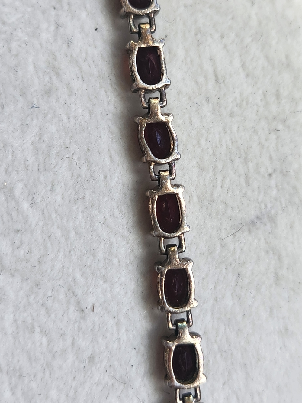 VTG 925 Sterling Silver Gold Vermeil Garnet Gemstone Tennis Bracelet 7" January - Picture 5 of 9